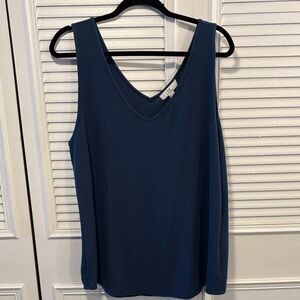 Halston Heritage Deep Blue V-Neck Sleeveless Tank